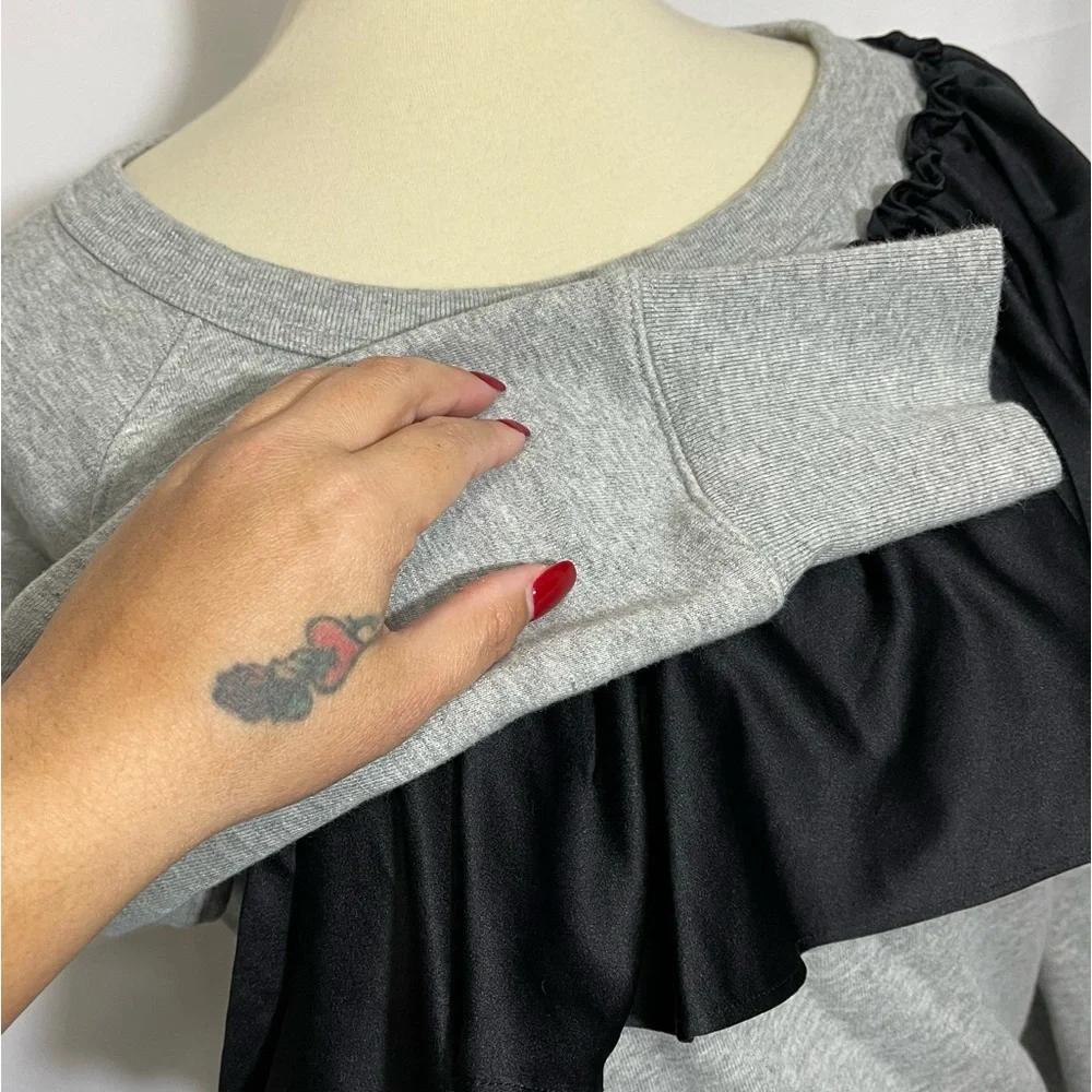 J. Crew Asymmetrical Ruffle Sweatshirt